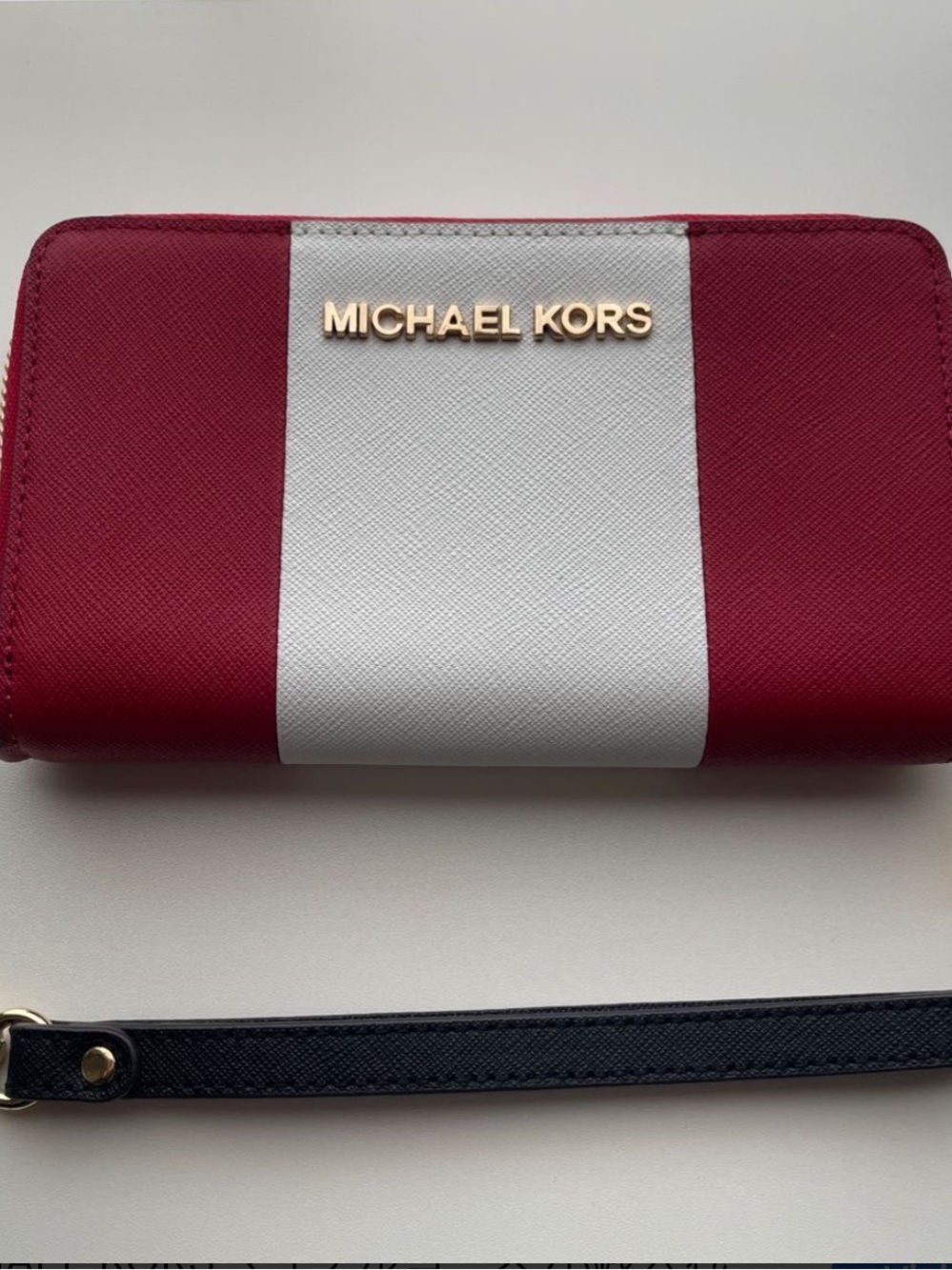 Michael Kors Red, White and Black Zip Wallet with Wristlet